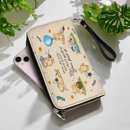  Leather Clutch Purse With Wristlet Strap Handle Pooh The Love
