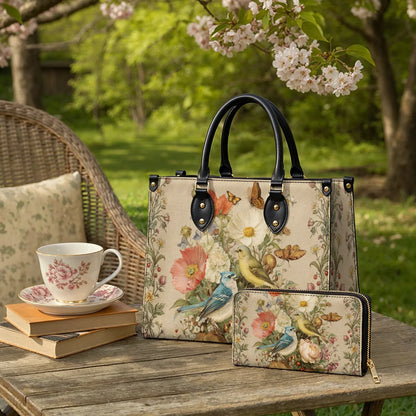  Leather Clutch Purse With Wristlet Strap Handle Whispering Garden