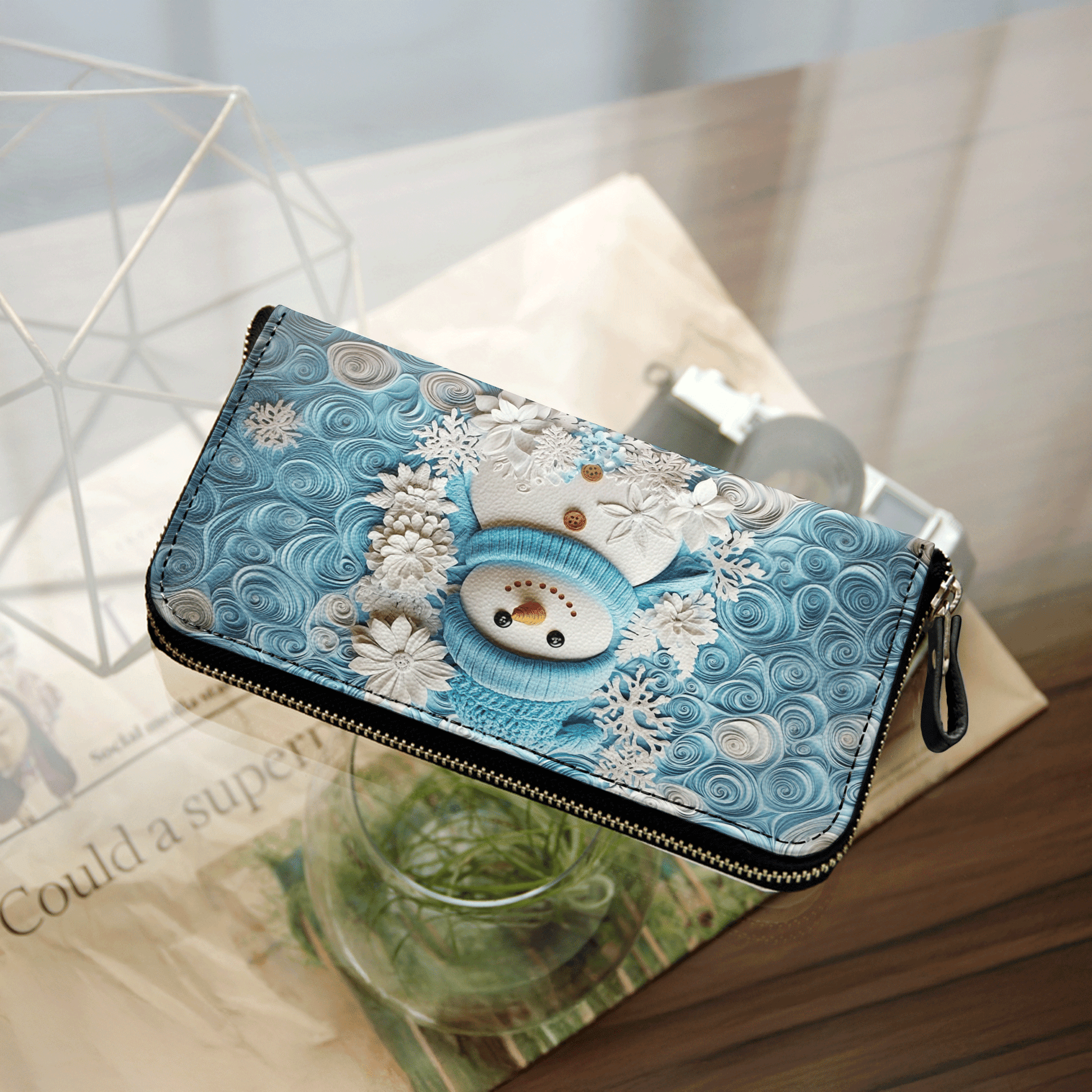  Leather Clutch Purse With Wristlet Strap Handle Winter Chic