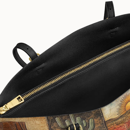  Western Mosaic Leather Tote Bag