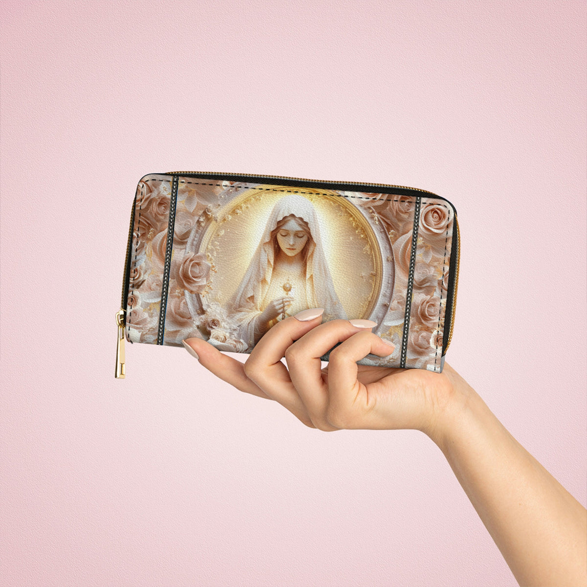  Leather Clutch Purse With Wristlet Strap Handle Rose Of The Divine