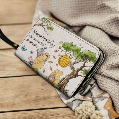 Leather Clutch Purse With Wristlet Strap Handle Sweet Moments