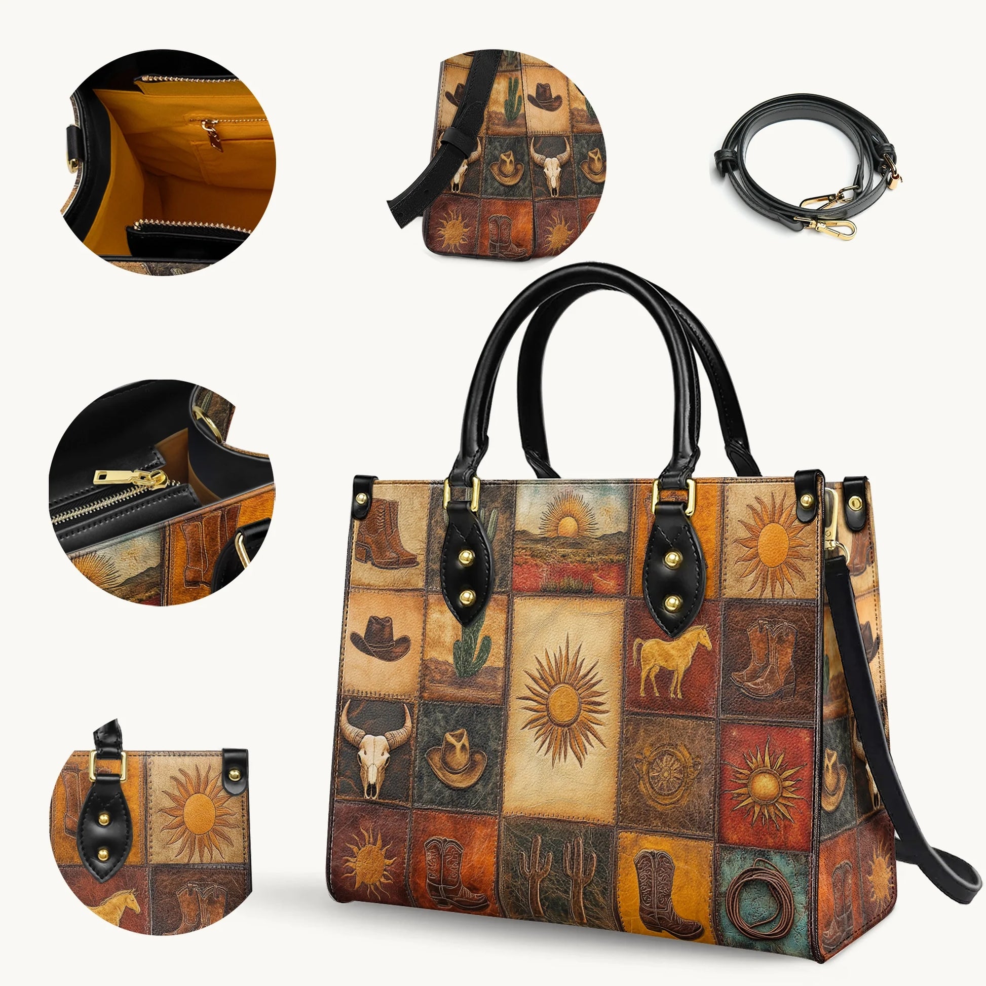  Western Mosaic Leather Bag