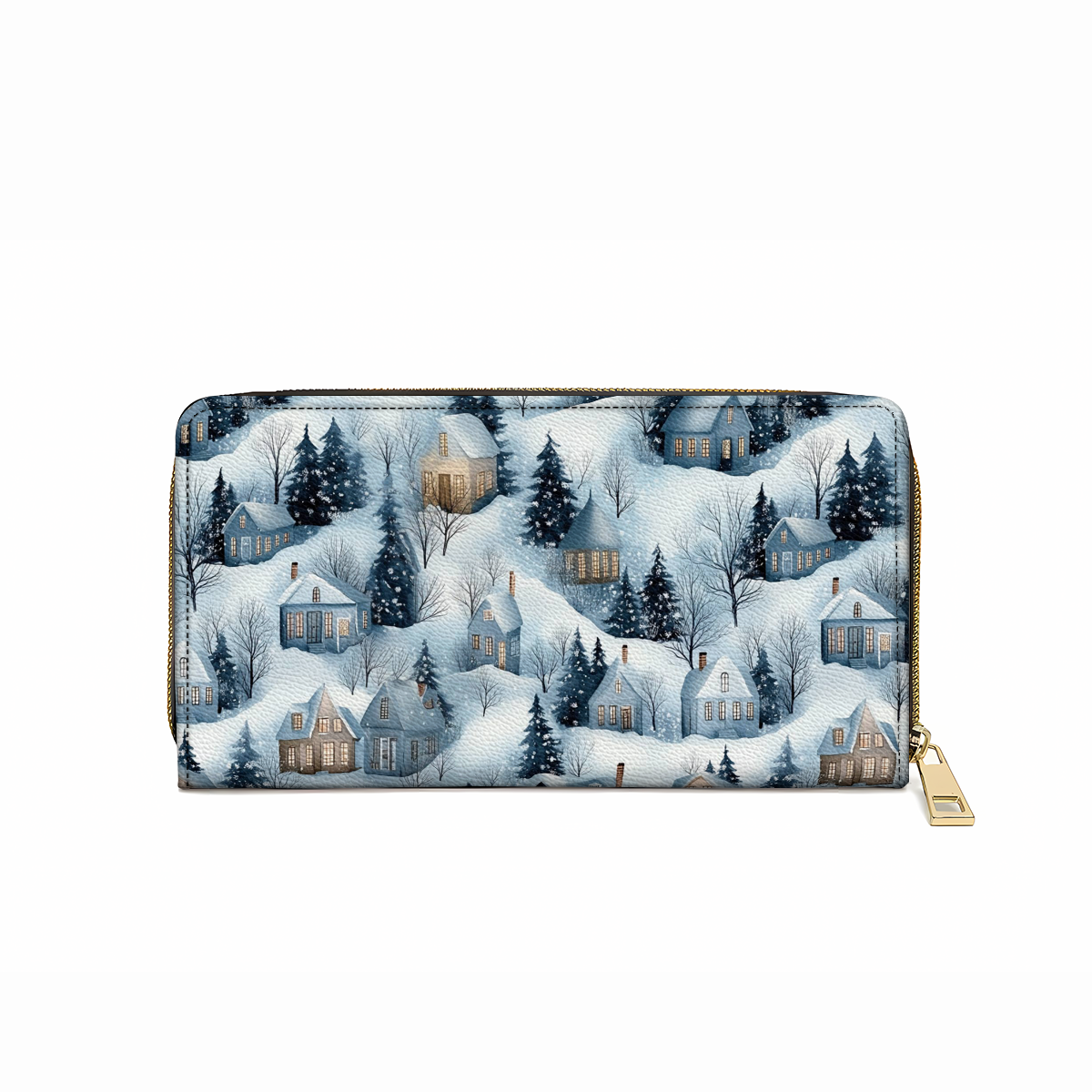  Leather Clutch Purse With Wristlet Strap Handle Snow Village