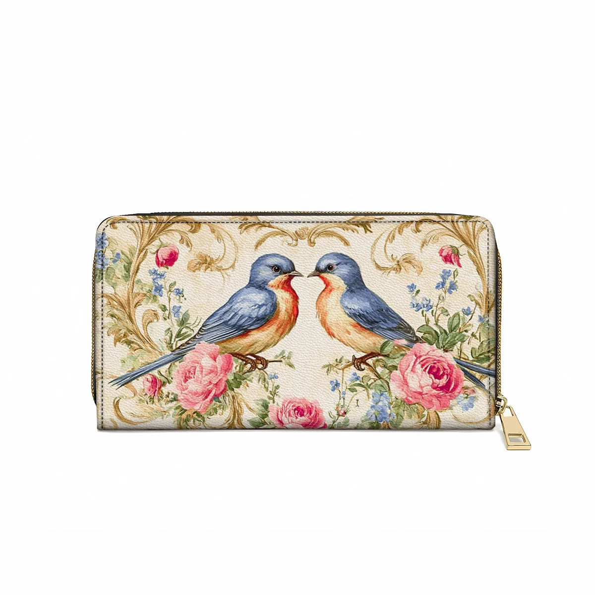  Leather Clutch Purse With Wristlet Strap Handle Bluebird Serenade