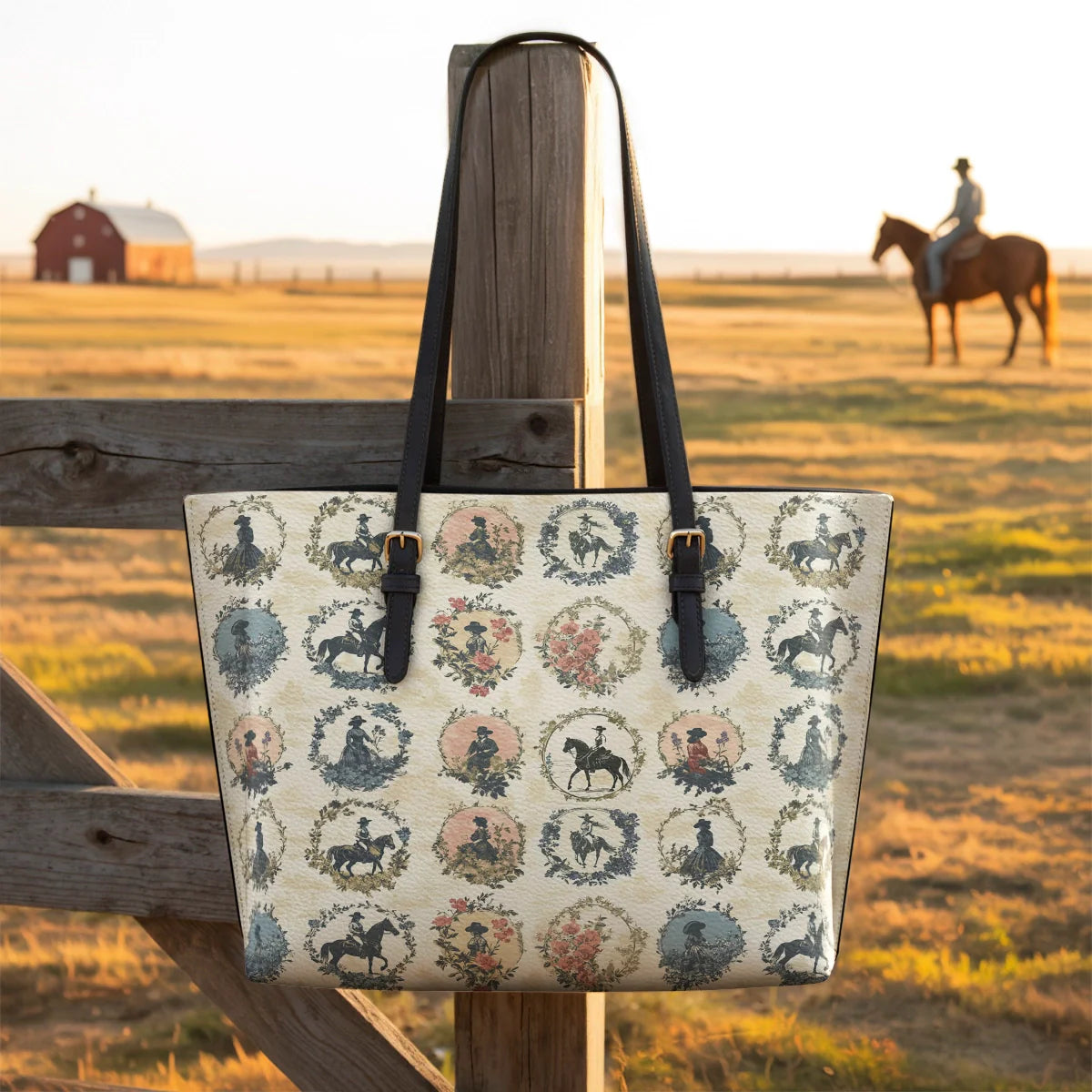  Echoes of Courtship Leather Tote Bag
