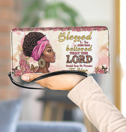  Leather Clutch Purse With Wristlet Strap Handle Black Women's Ballad