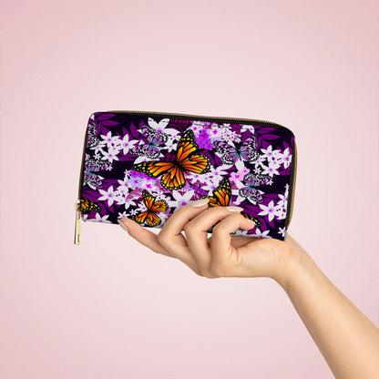  Leather Clutch Purse With Wristlet Strap Handle Monarch And Milkweed