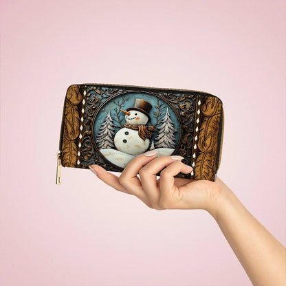  Leather Clutch Purse With Wristlet Strap Handle Holiday Cheer