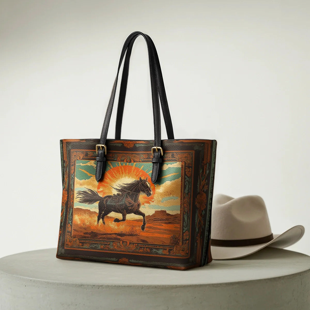  Desert Storm Horse Leather Tote Bag
