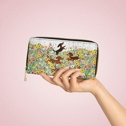  Leather Clutch Purse With Wristlet Strap Handle Traditional Flower Garden