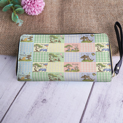  Leather Clutch Purse With Wristlet Strap Handle Winnie the Pooh Patchwork Dreams