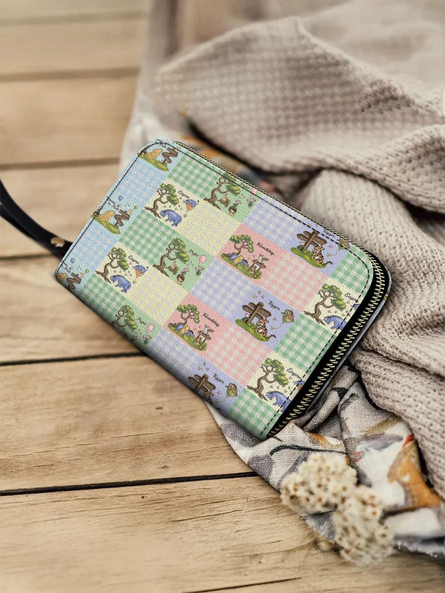  Leather Clutch Purse With Wristlet Strap Handle Winnie the Pooh Patchwork Dreams