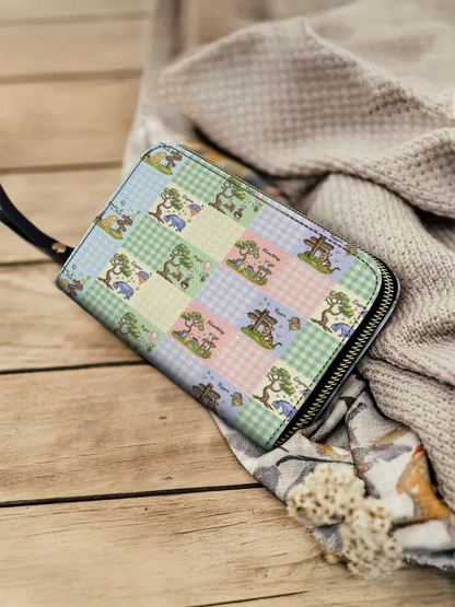  Leather Clutch Purse With Wristlet Strap Handle Winnie the Pooh Patchwork Dreams