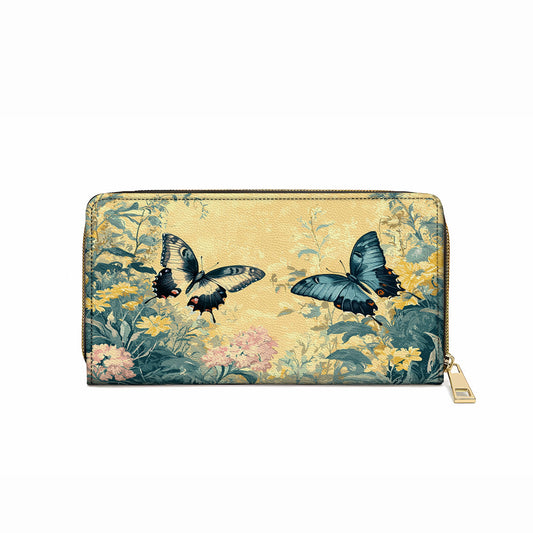  Leather Clutch Purse With Wristlet Strap Handle Secret Garden Wings