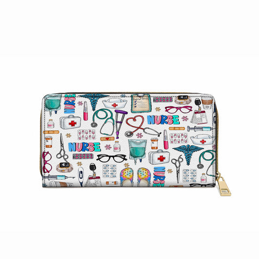  Leather Clutch Purse With Wristlet Strap Handle Nurse's Pride