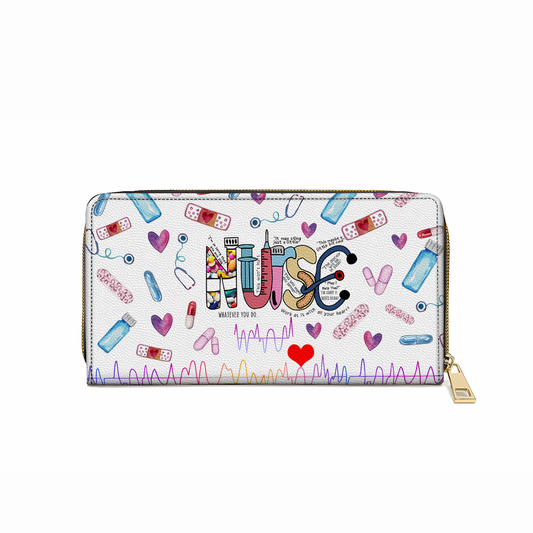  Leather Clutch Purse With Wristlet Strap Handle Nurse Colorful