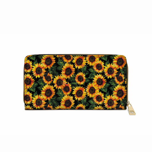  Leather Clutch Purse With Wristlet Strap Handle Sunflower Bliss