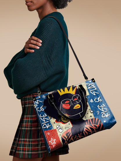 "Aina" Blueberry Snow Leather Handbag Deal