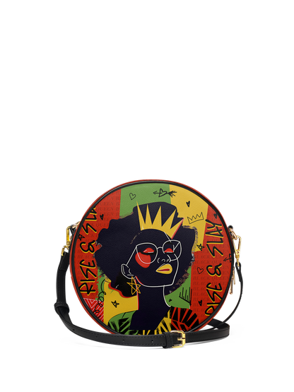 "Aina" Flame Red Circle Crossbody Bag