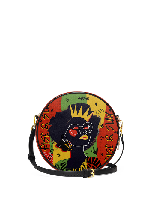 "Aina" Flame Red Circle Crossbody Bag