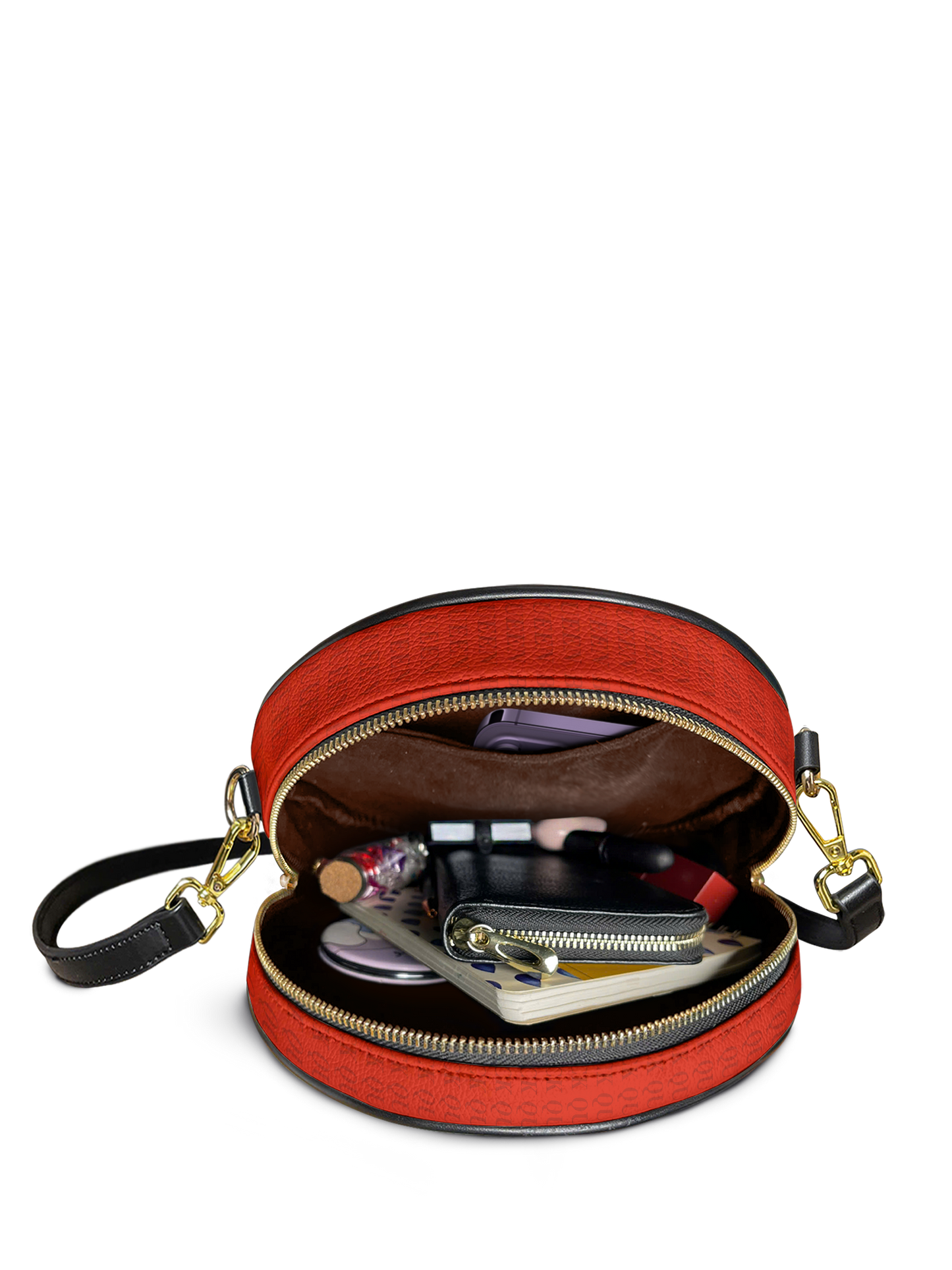 "Aina" Flame Red Circle Crossbody Bag
