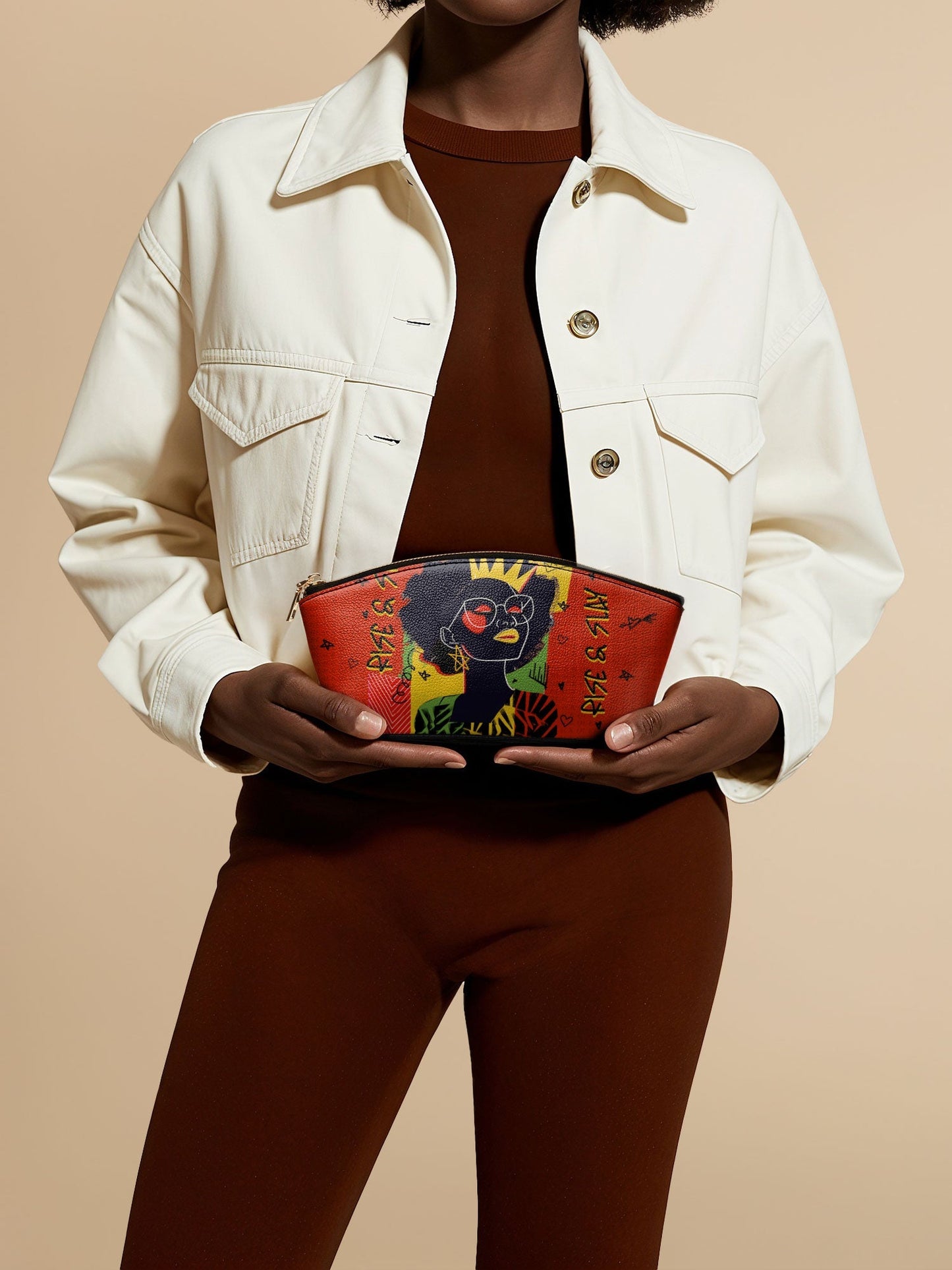 "Aina" Flame Red Eclipse Makeup Bag