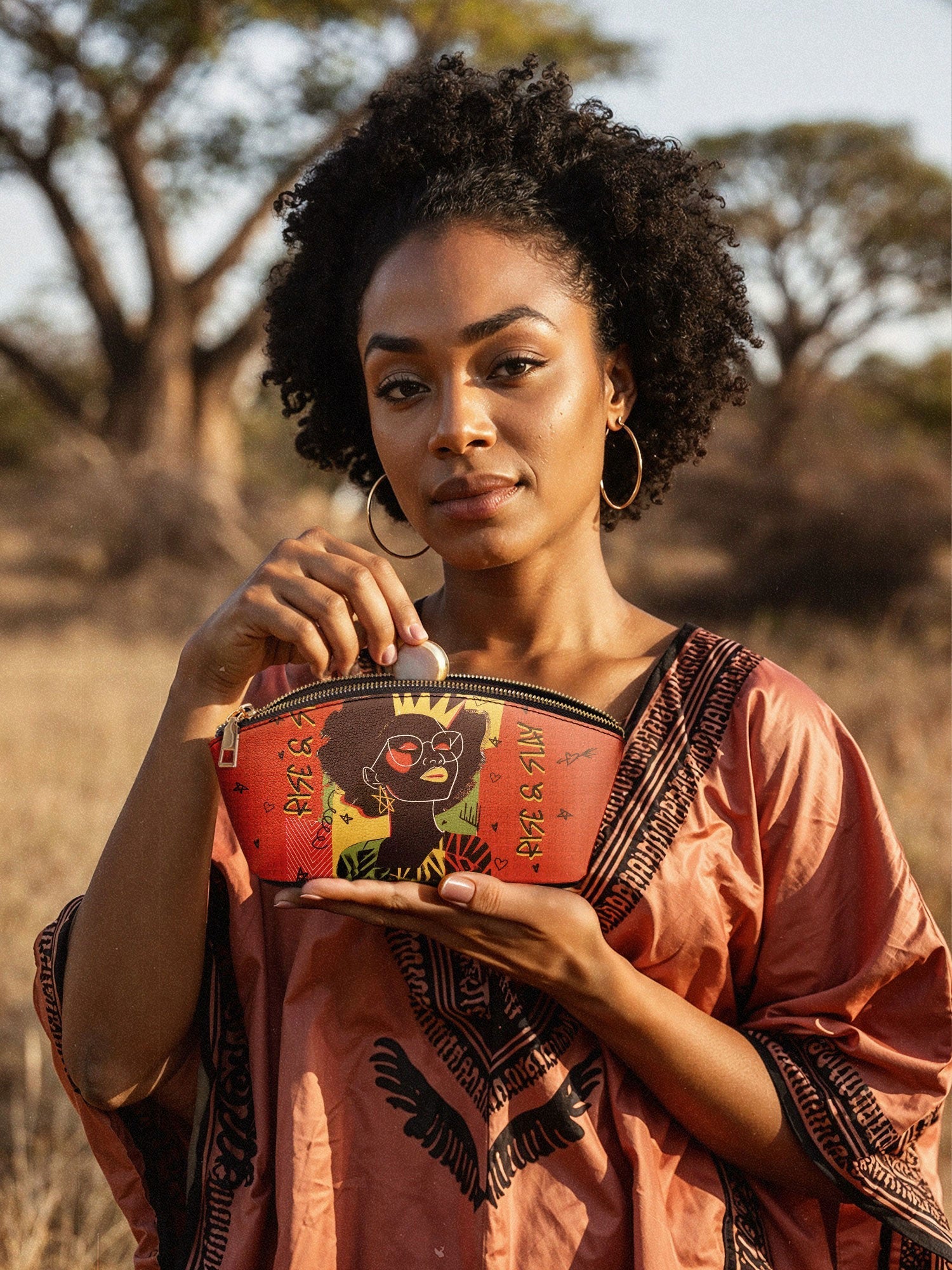 "Aina" Flame Red Eclipse Makeup Bag