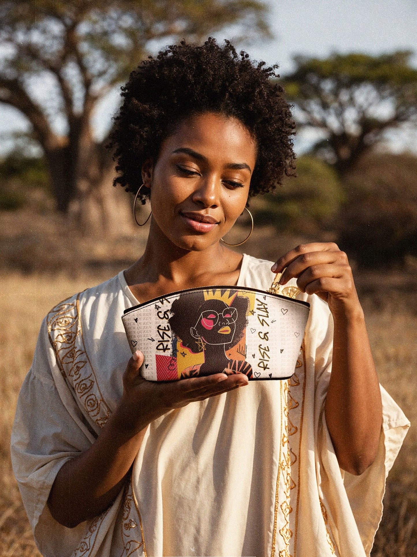 "Aina" Coconut White Eclipse Makeup Bag