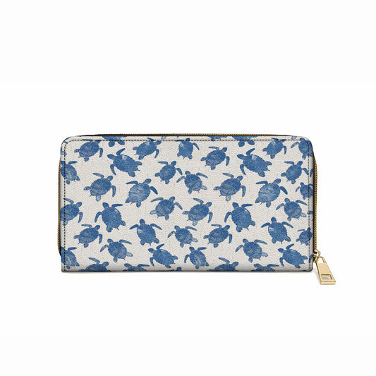  Leather Clutch Purse With Wristlet Strap Handle Gentle Sea Turtle