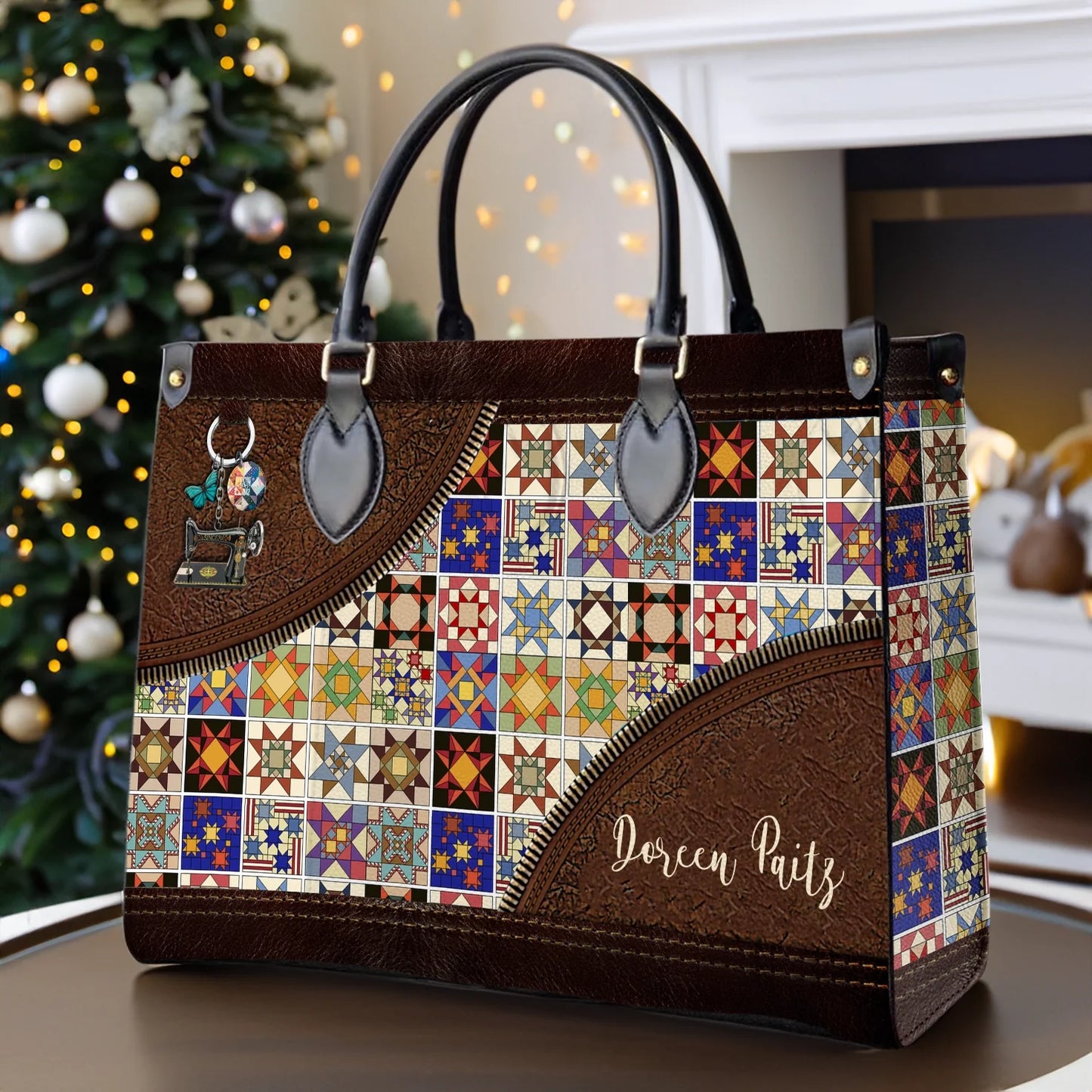  Leather Bag Personalized Colorful Quilt Blocks