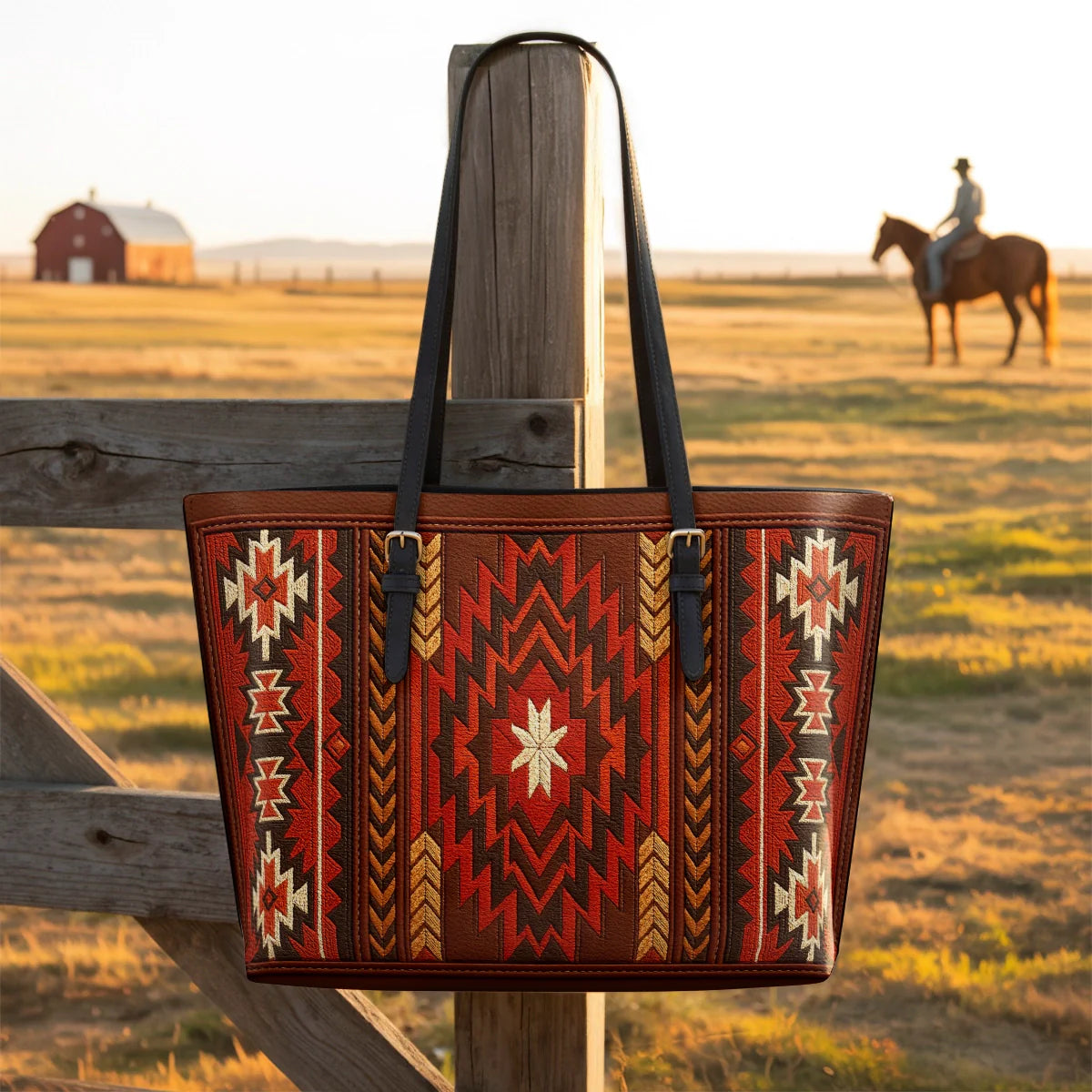  Blazing Star Leather Tote Bag