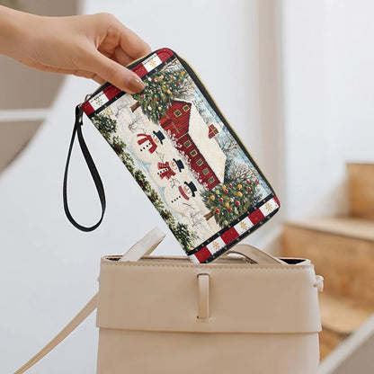  Leather Clutch Purse With Wristlet Strap Handle Country Christmas Charm
