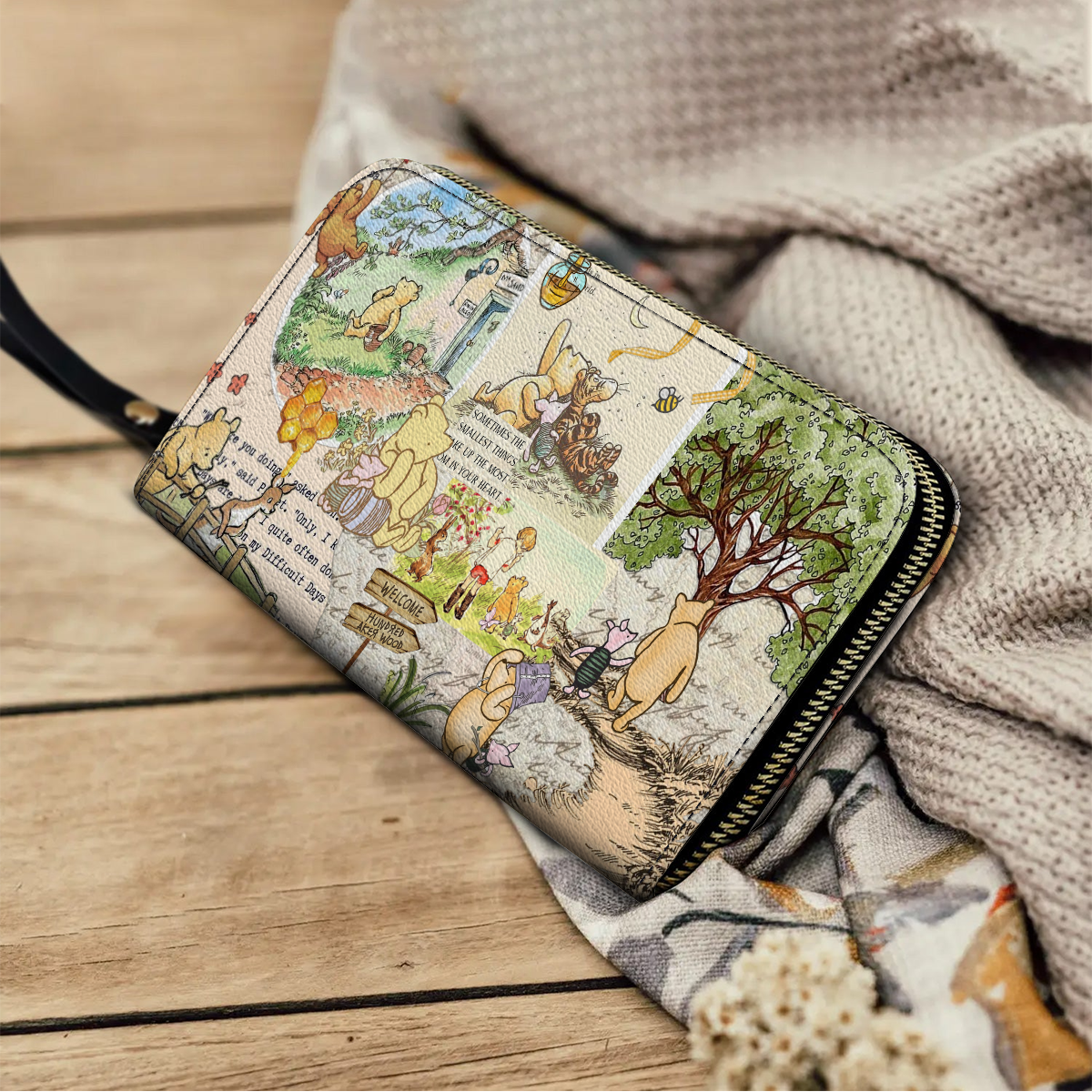  Leather Clutch Purse With Wristlet Strap Handle Forest Dreams
