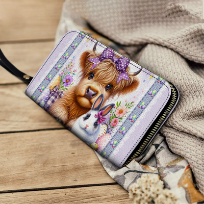  Leather Clutch Purse With Wristlet Strap Handle Easter Charm