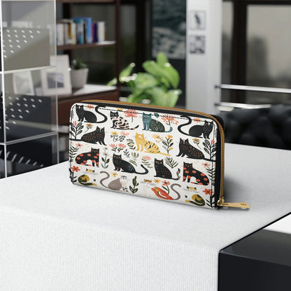  Leather Clutch Purse With Wristlet Strap Handle Botanical Cat Bliss