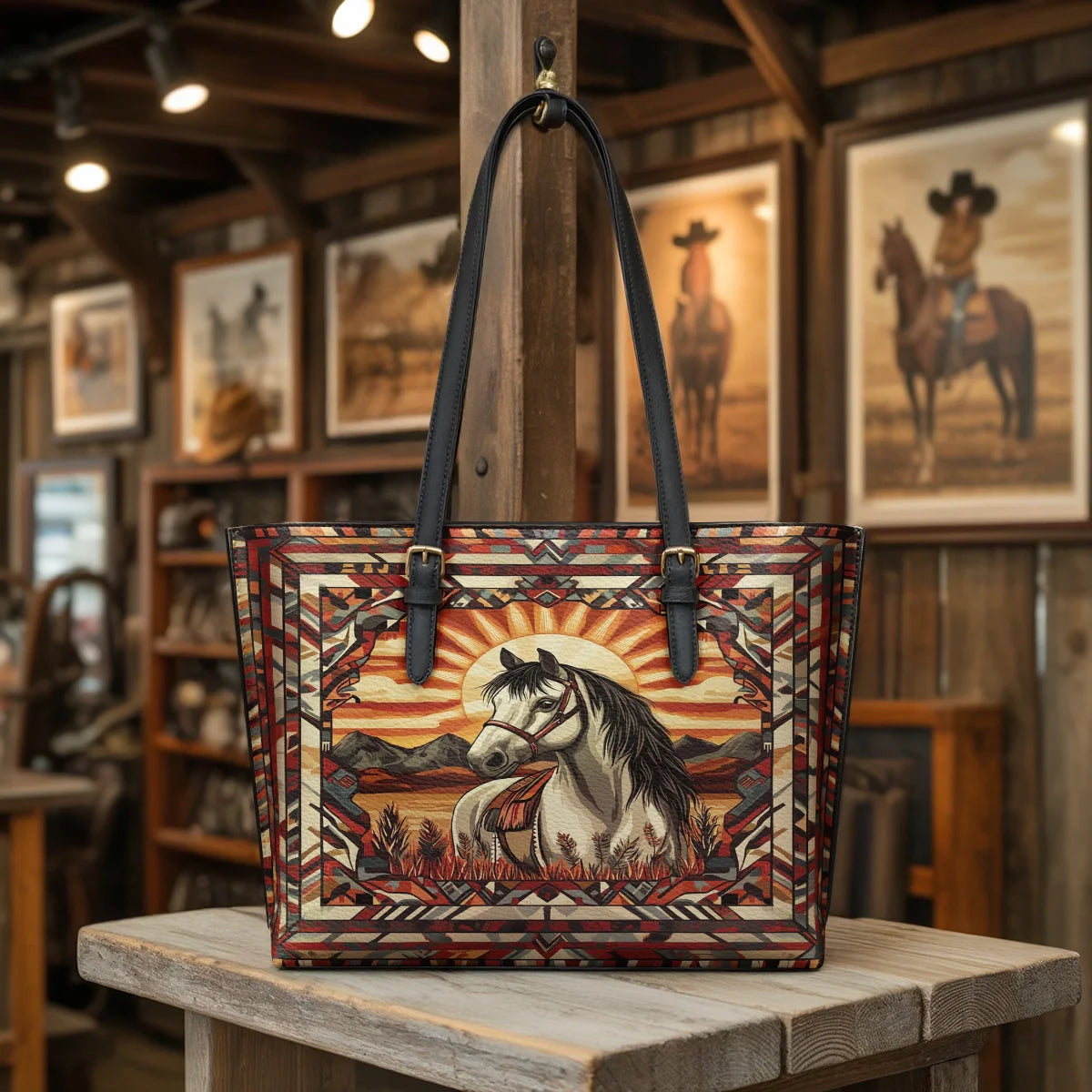  Sunrise Spirit Leather Tote Bag
