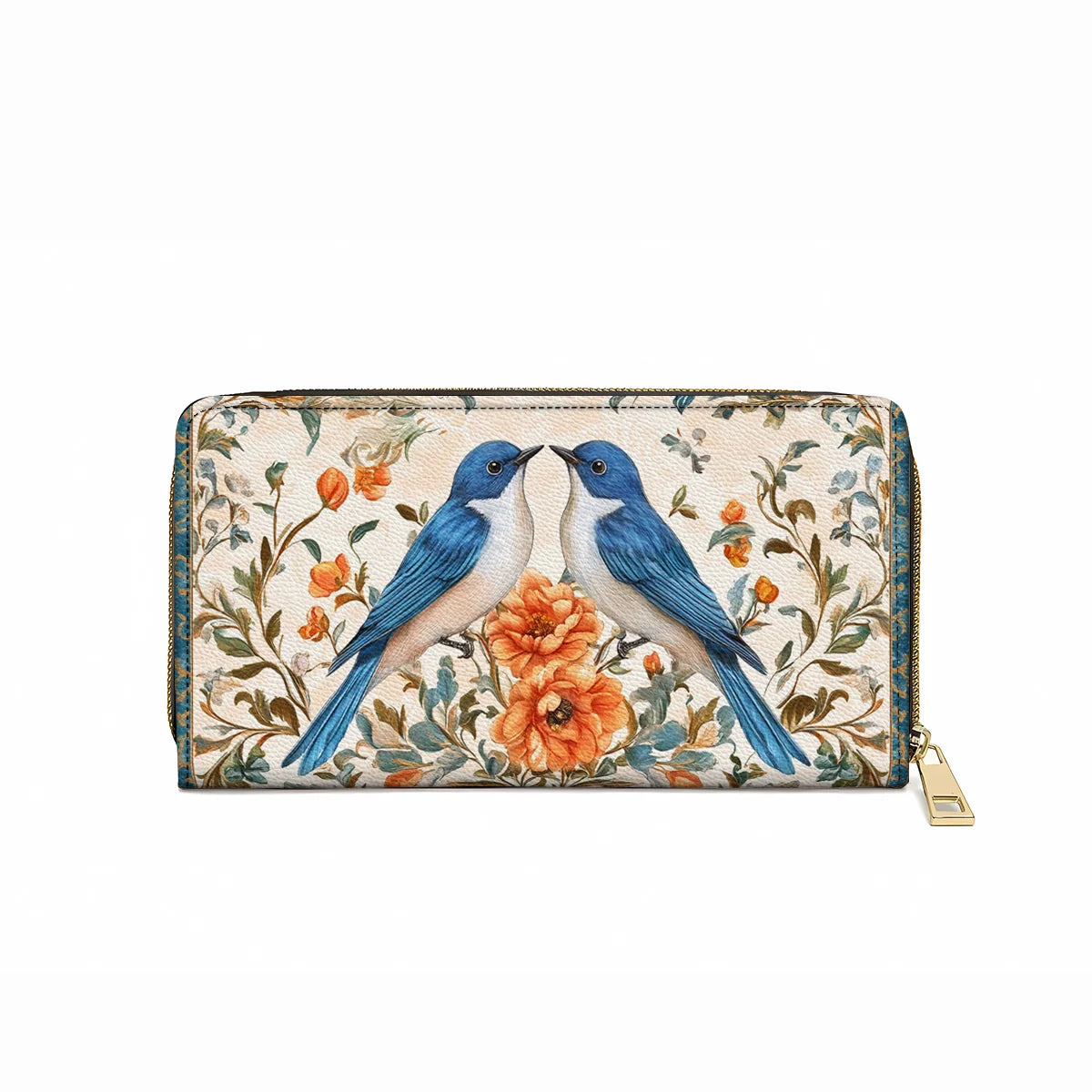  Leather Clutch Purse With Wristlet Strap Handle Bluebird Affection