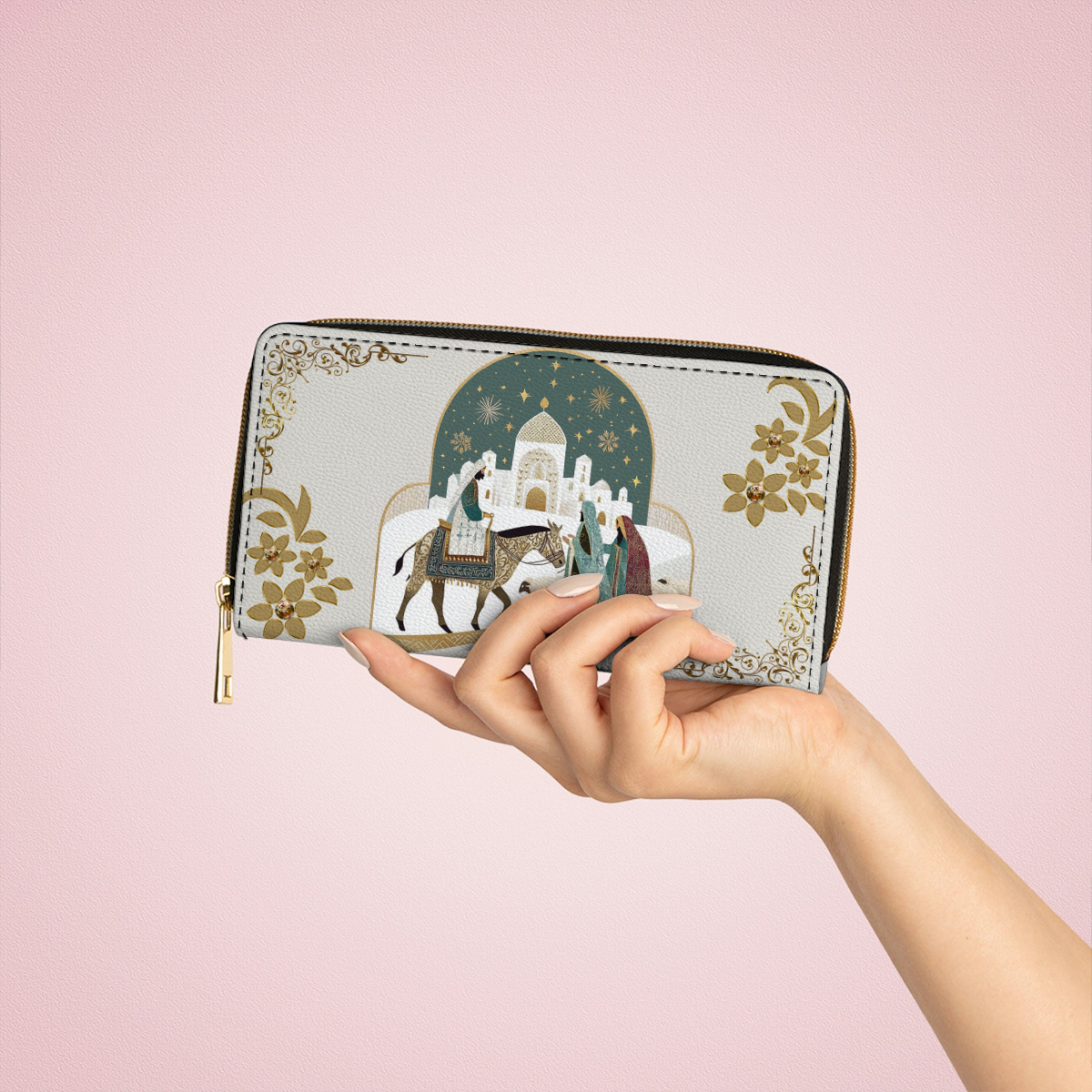  Leather Clutch Purse With Wristlet Strap Handle Star of Bethlehem