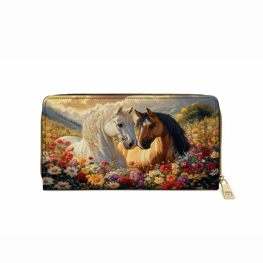  Leather Clutch Purse With Wristlet Strap Handle Blossoming Love