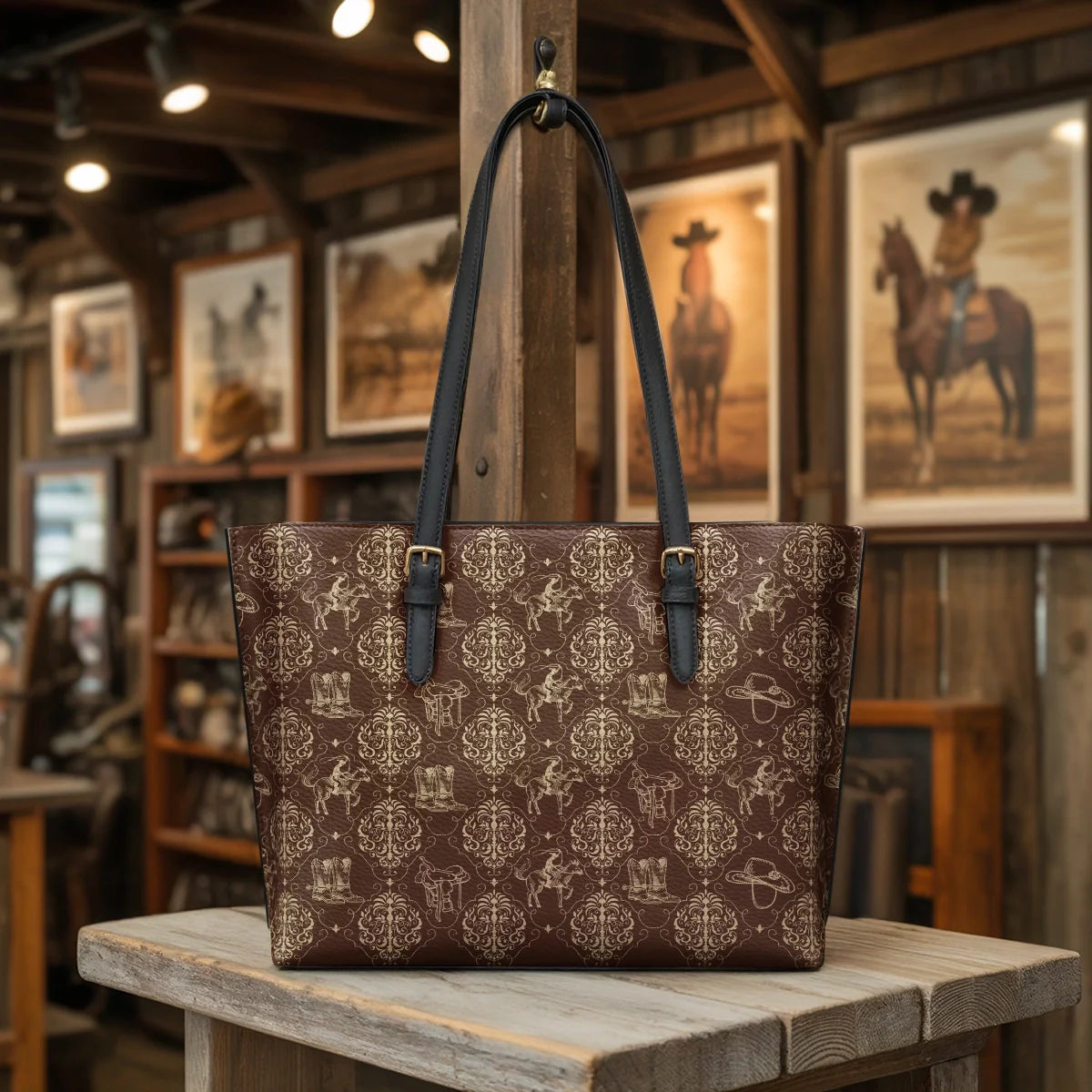  Bronco Baroque Leather Tote Bag