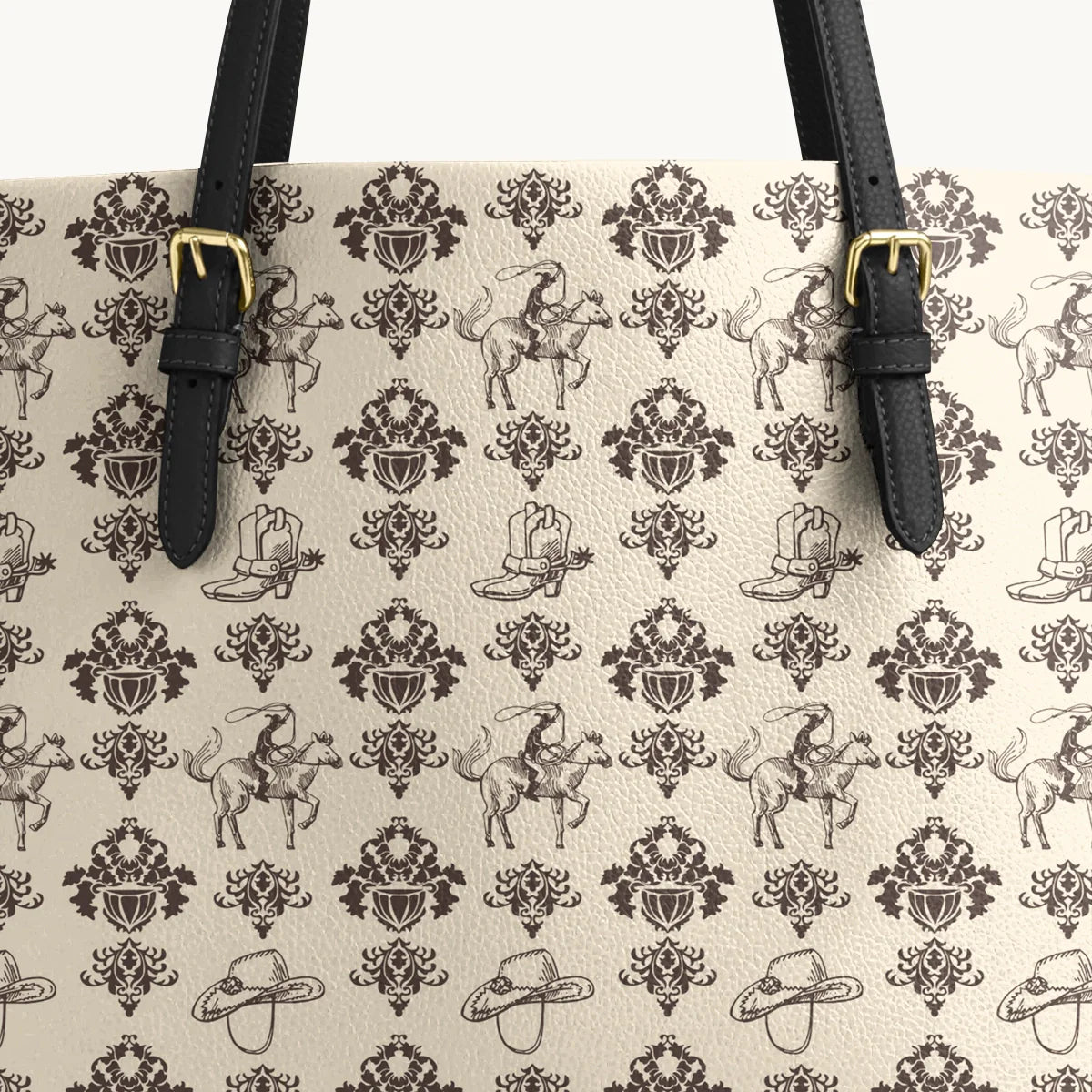  Cowboy Toile Leather Tote Bag