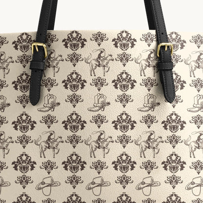  Cowboy Toile Leather Tote Bag