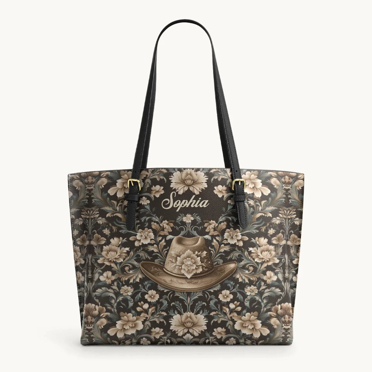  Personalized Cowgirl Grace Leather Tote Bag