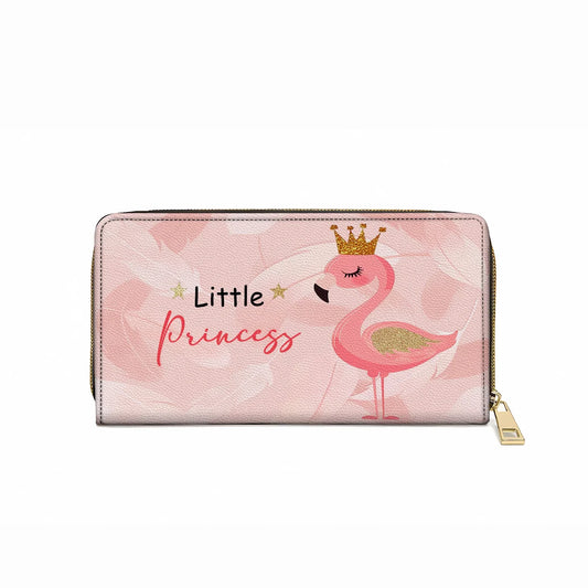  Leather Clutch Purse With Wristlet Strap Handle Little Princess Flamingo