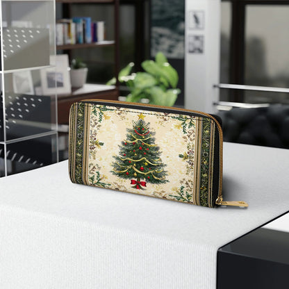  Leather Clutch Purse With Wristlet Strap Handle Classic Christmas Tree