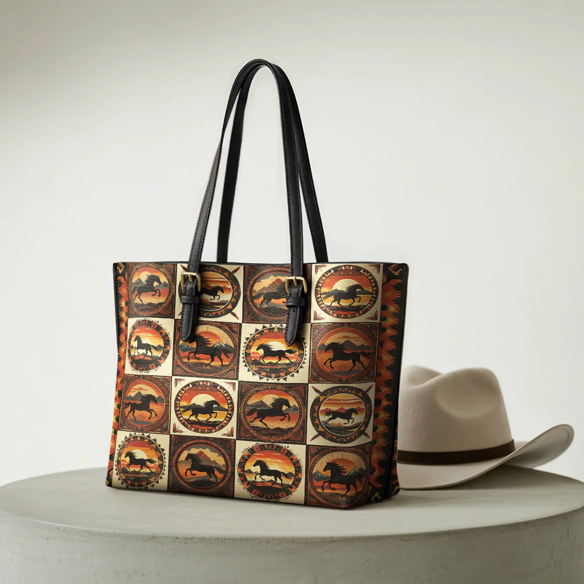  Twilight Mustang Leather Tote Bag