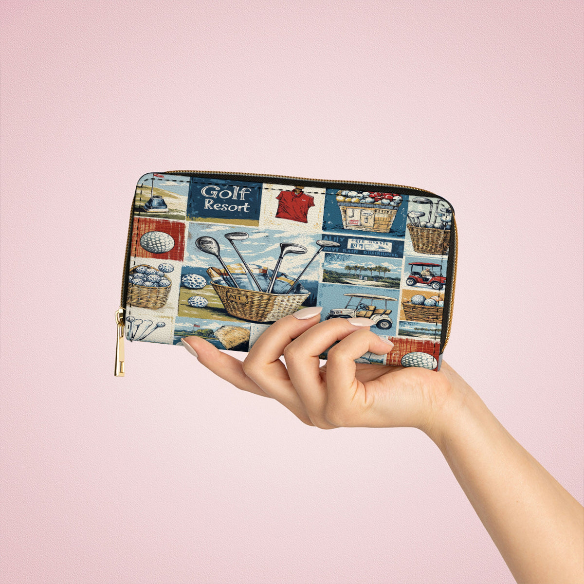  Leather Clutch Purse With Wristlet Strap Handle Vintage Golf Dreams