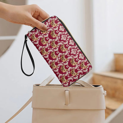  Leather Clutch Purse With Wristlet Strap Handle Royal Yorkie Charm