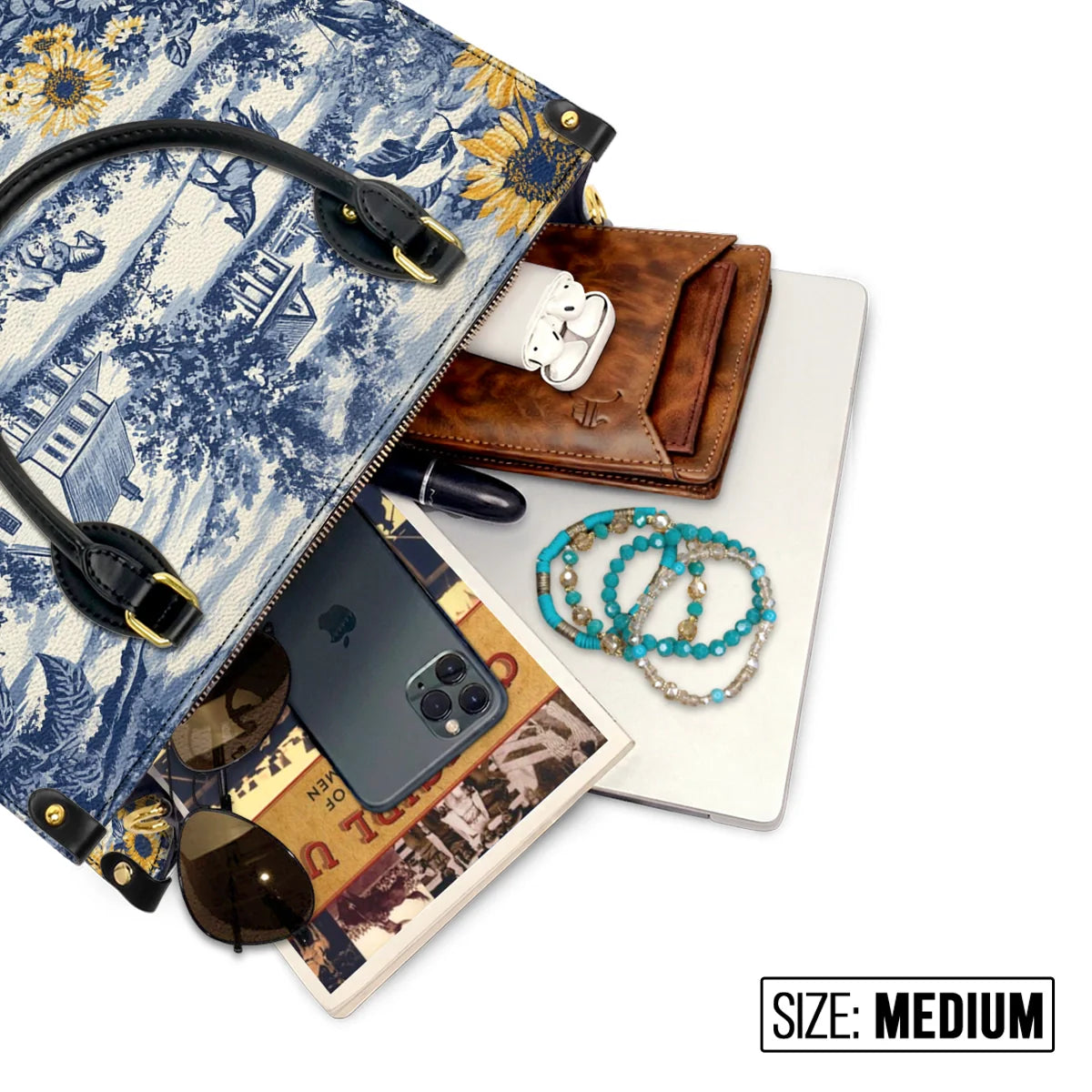  Toile Sunflower Prairie Leather Bag